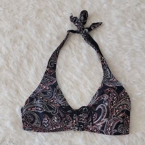 Lands' End Black and White Paisley Bikini Top